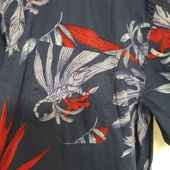 Quiksilver Scorpion Forest Cotton  Short Sleeve Shirt,Red Navy XXL - Picture 8 of 13